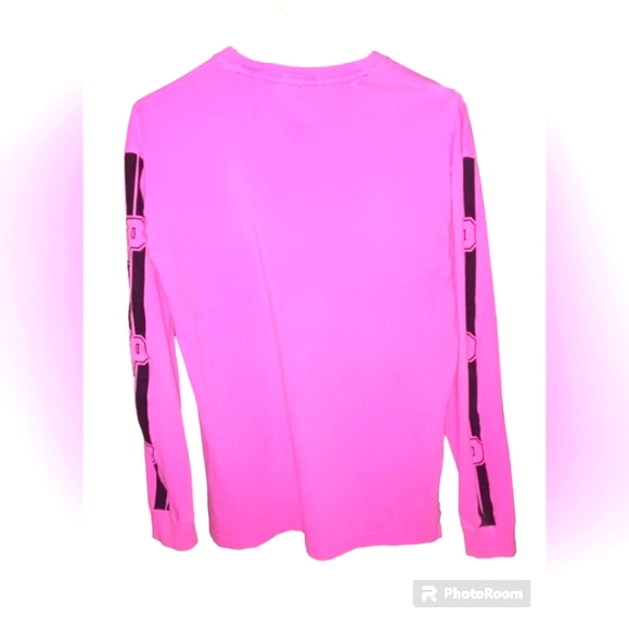 PINK VS Long Sleeve Crew neck Tee Shirt Pink with Black Logos - Picture 4 of 8